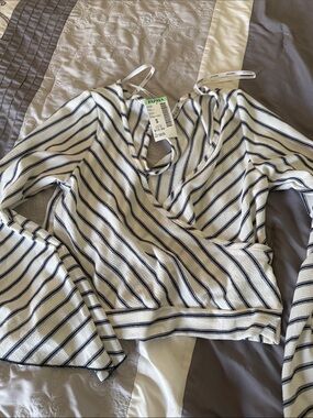 Papaya Navy Striped Keyhole Blouse